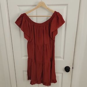 Terracotta Off-Shoulder Dress